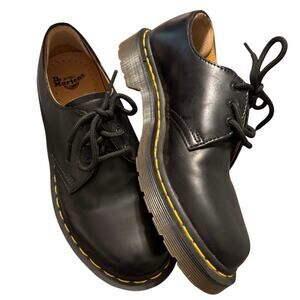 Dr. Martens 1461 Black Leather Oxfords Split Size 7/8 Y2K Grunge Punk Goth